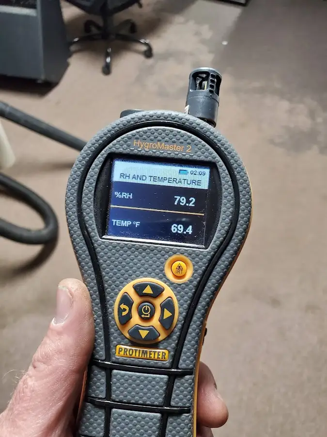 Moisture meter humidity assessment for Fire & Smoke Damage Restoration in Hugo